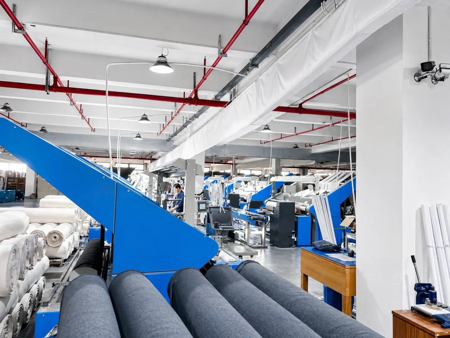 Topade Textile fabric inspection and stock preparation area